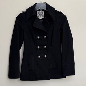 Vintage Espirit Black Wool Pea Coat - Nice!